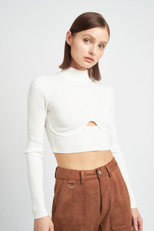 "JANET" MOCK NECK CROP TOP