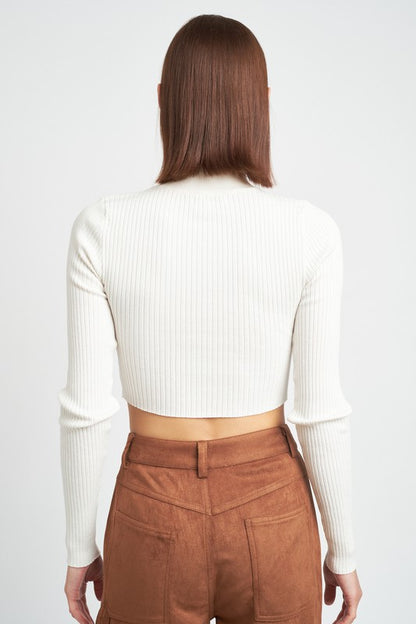 "JANET" MOCK NECK CROP TOP