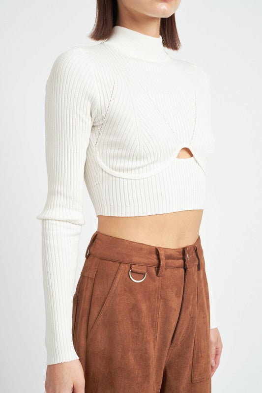 "JANET" MOCK NECK CROP TOP