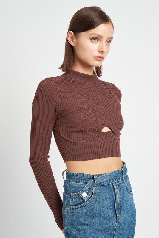 "JANET" MOCK NECK CROP TOP