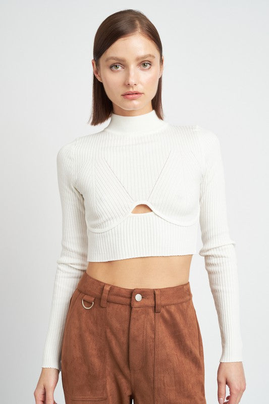 "JANET" MOCK NECK CROP TOP