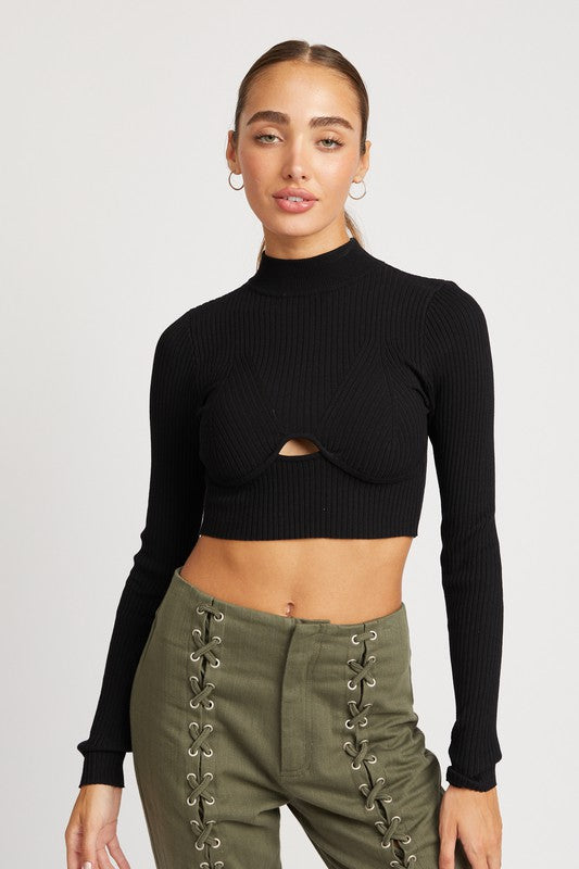 "JANET" MOCK NECK CROP TOP