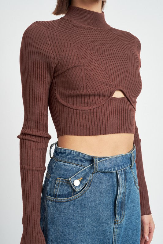 "JANET" MOCK NECK CROP TOP