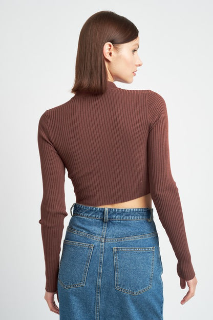 "JANET" MOCK NECK CROP TOP