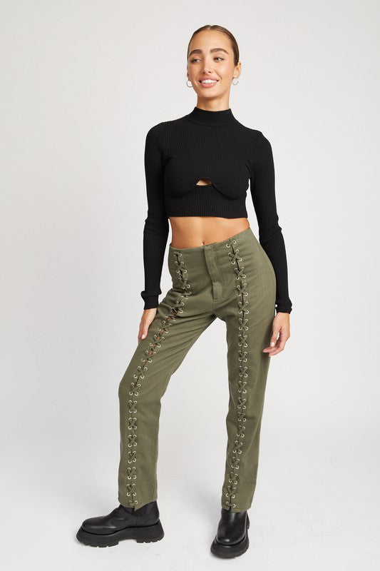 "JANET" MOCK NECK CROP TOP